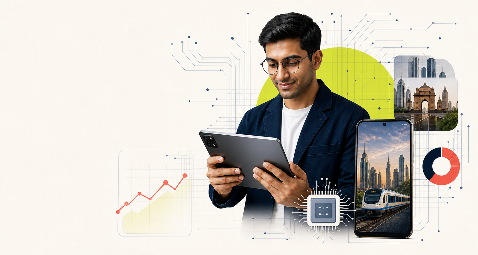 Sevenseventechs editorial collage connecting technology and modern India